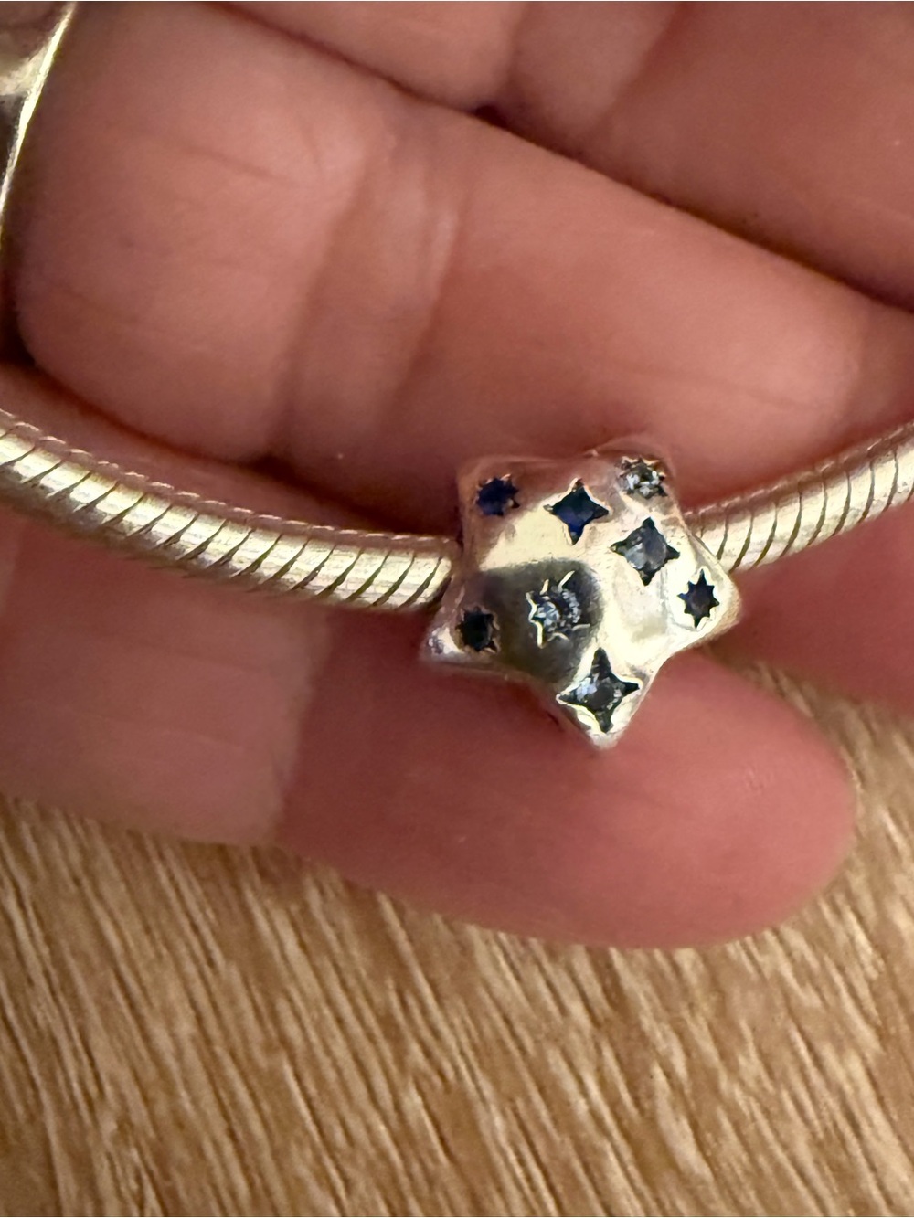Sterling Silver Star Charm Bead with Navy Accents